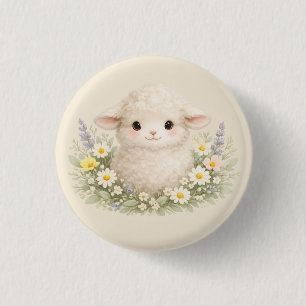 Whimsical Schafe und Wildblumen für einen charmant Button