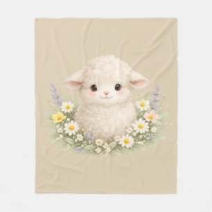 Whimsical Schafe und Wildblumen für einen charmant Fleecedecke
