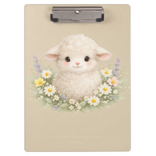 Whimsical Schafe und Wildblumen für einen charmant Klemmbrett