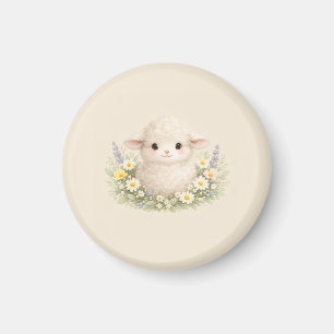 Whimsical Schafe und Wildblumen für einen charmant Magnet