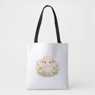 Whimsical Schafe und Wildblumen für einen charmant Tasche