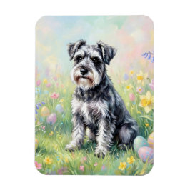 Whimsical Schnauzer with Easter Eggs Flexible Magnet