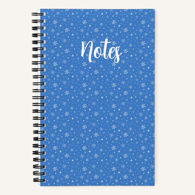 Whimsical Schneeflocken HandGezeichnet Blaues Must Notizbuch (Vorderseite)