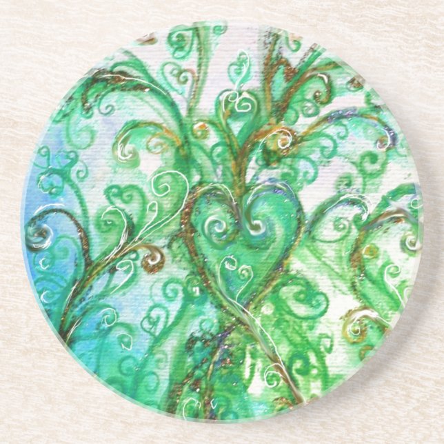 WHIMSICAL SCHNÖRKEL grün blau Untersetzer (Vorne)