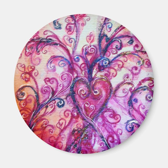 WHIMSICAL SCHNÖRKEL hell rosa lila weiß Magnet (Vorne)