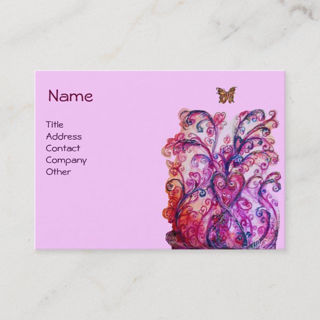 WHIMSICAL SCHNÖRKEL hell rosa lila weiß Visitenkarte (Vorderseite)