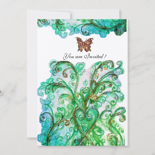 WHIMSICAL SCHNÖRKEL hellblau grün Filz Einladung (Vorderseite)