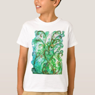 WHIMSICAL SCHNÖRKEL hellgrün blau gelb T-Shirt