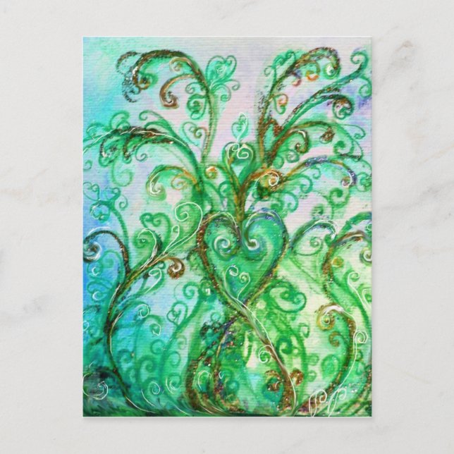 WHIMSICAL SCHNÖRKEL hellgrün blau weiß Postkarte (Vorderseite)