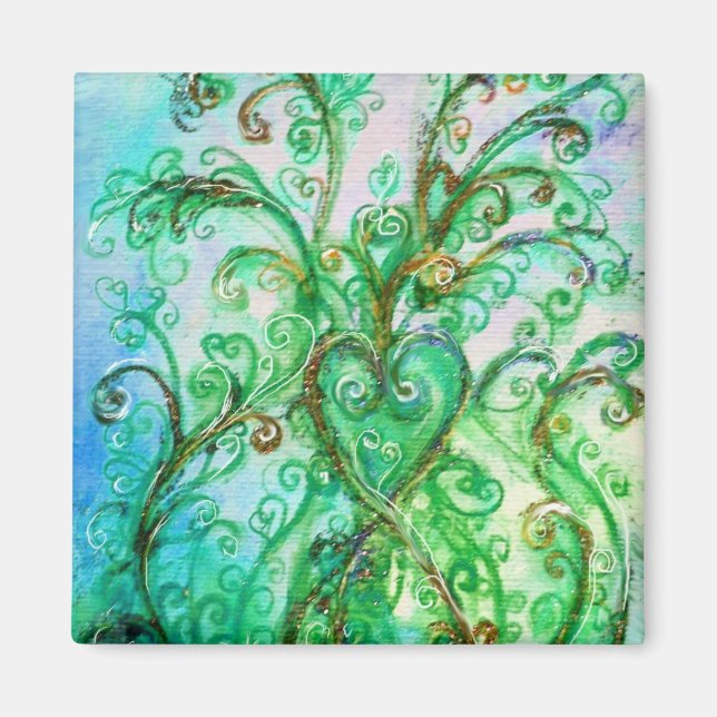 WHIMSICAL SCHNÖRKEL hellgrün gelb blau Magnet (Vorne)