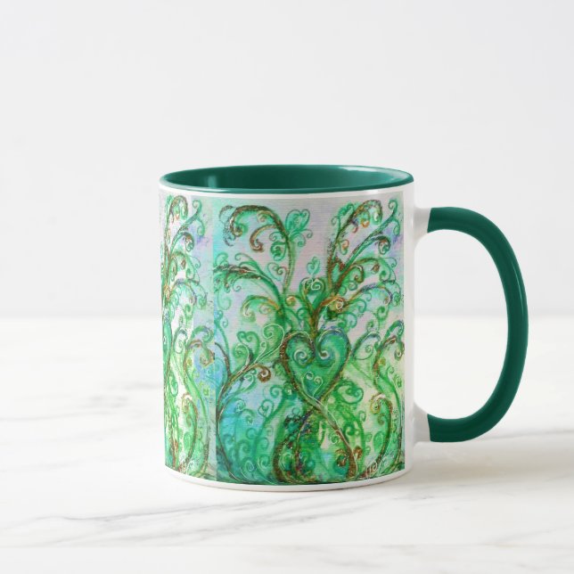 WHIMSICAL SCHNÖRKEL hellgrün gelb blau Tasse (Rechts)