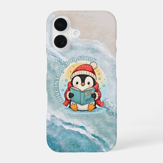 Whimsical Scholar Penguin iPhone 16 Slim Fit Case Hülle (Rückseite)