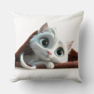Whimsical schöne weiße Katzenwurfkissen Kissen