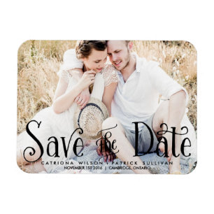 Whimsical Schrift Foto Save-the-Date-Magnete Magnet