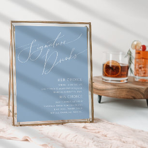 Whimsical Schriftzug Dusty Blue Signature-Drinks-S Poster