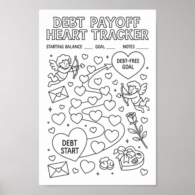 Whimsical Schulden Payoff Valentins Herz-Tracker Poster (Vorne)