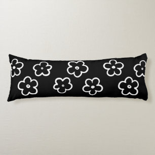 Whimsical Schwarz & Weiß Floral Retro und fröhlich Seitenschläferkissen