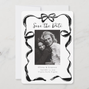 Whimsical Schwarz-Weiß-Foto-Bogen Save-the-Date Save The Date