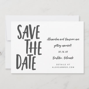 Whimsical Schwarz-weiß Simple Script Handwriting Save The Date