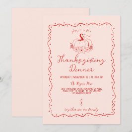 Whimsical Scribble Hand Drawn Pumpkin Erntedank Einladung