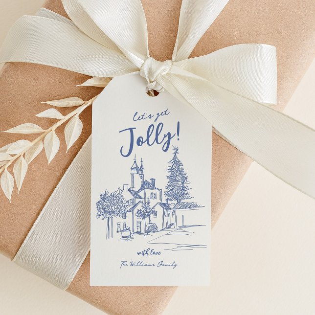 Whimsical Scribble Vintage Weihnachten Geschenkanhänger (Von Creator hochgeladen)