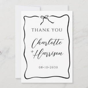 Whimsical Script Border Wedding Dankeskarte