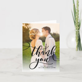 Whimsical Script Full Foto Wedding Vielen Dank Dankeskarte