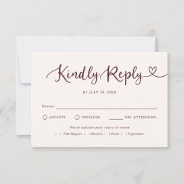Whimsical Script Herz Traditionelle Hochzeits-RSVP RSVP Karte