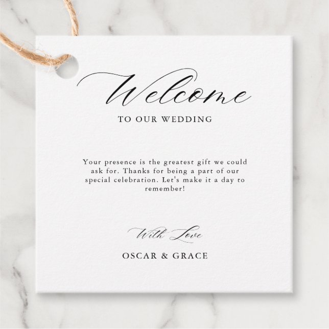 Whimsical Script Minimalistisch Black Wedding Will Geschenkanhänger (Vorderseite)