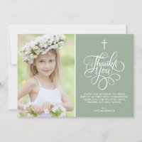 Whimsical Script Sage First Heilige Kommunion Foto