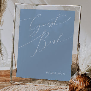 Whimsical Script   Staubblau Gästebuch-Schild Poster