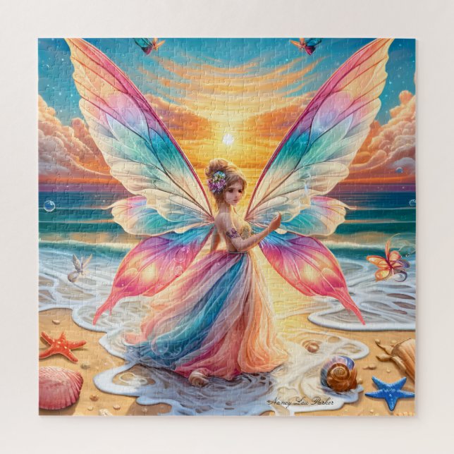 Whimsical Sea Fairy bei Ocean Sunset (Vertikal)