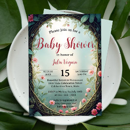Whimsical Secret Garden Floral Baby Dusche Einladung