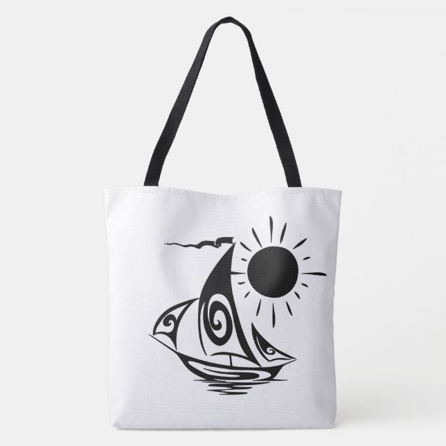 Whimsical Segelboot Lazy Day Tasche (Rückseite)