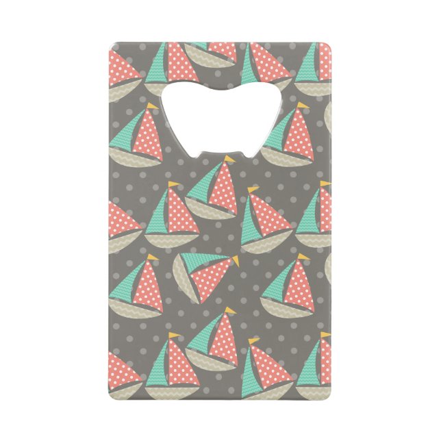 Whimsical Segelboote Kreditkartenflaschenöffner (Vorderseite)