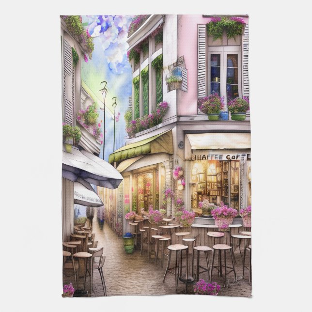 Whimsical Shabby Chic Cafe Serviettes de cuisine (Vertical)