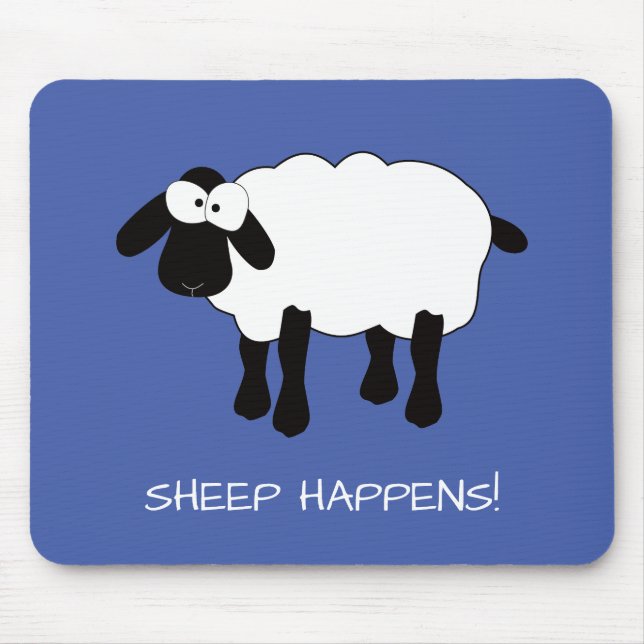 Whimsical Sheep "Sheep Happens" Maus Pad Mousepad (Vorne)