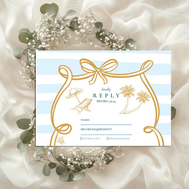 Whimsical Shoreline Wedding RSVP Karte (Von Creator hochgeladen)