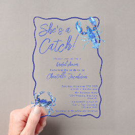 Whimsical Sie ist ein Catch Blue Coastal Brautpart Acryleinladungen