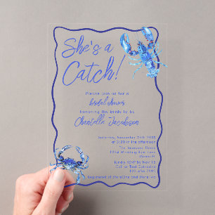 Whimsical Sie ist ein Catch Blue Coastal Brautpart Acryleinladungen