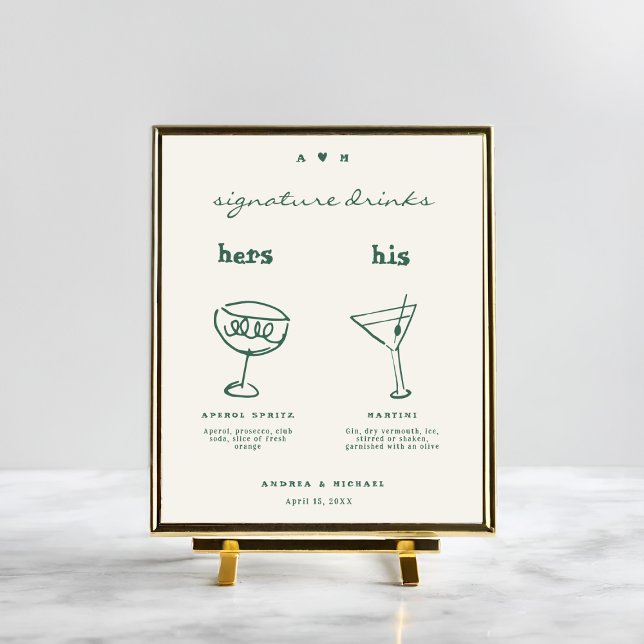 Whimsical Signature Drinks Cocktail Hochzeitszeich Poster (Von Creator hochgeladen)