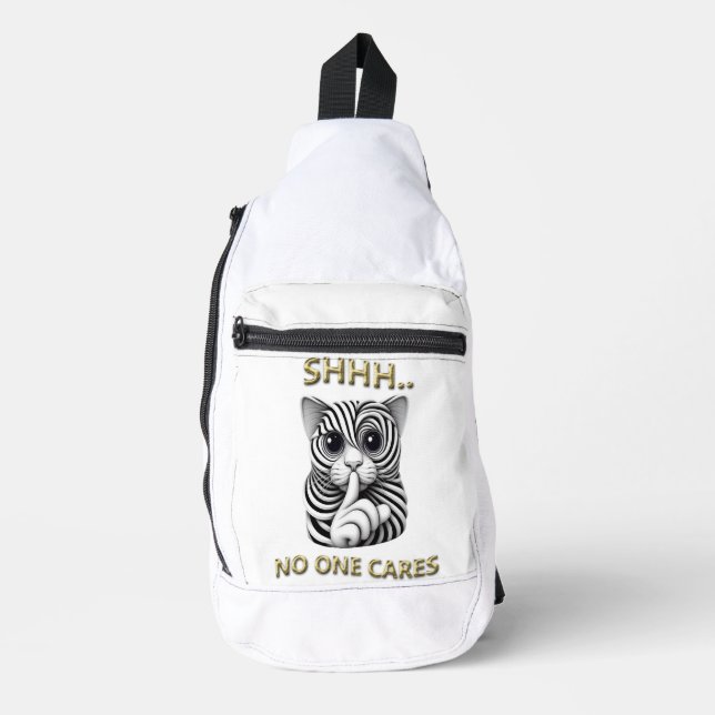 Whimsical Silence Zebra Striped Cats Playful Gag Crossbody Bag (Vorderseite)