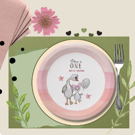 Whimsical Silly Goose 1st Birthday Paper Plates Pappteller