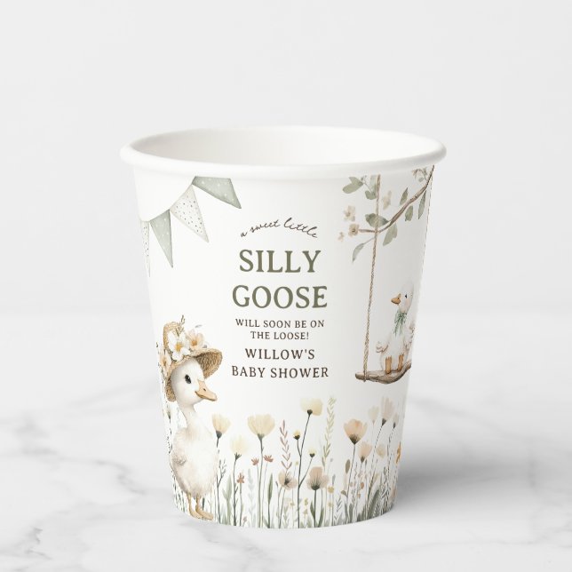 Whimsical Silly Goose Baby Shower Pappbecher (Vorderseite)