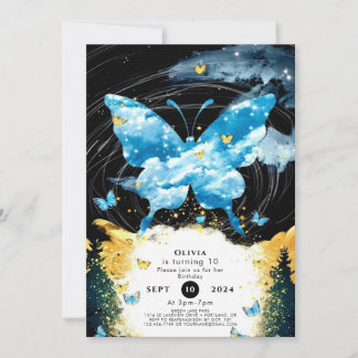 Whimsical Simple Butterfly Geburtstag Einladung
