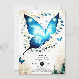 Whimsical Simple Butterfly Geburtstag Einladung
