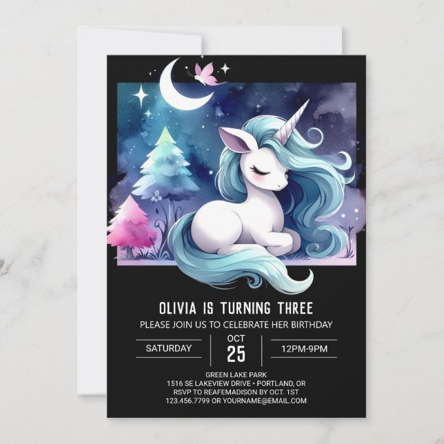 Whimsical Simple Horse zum Geburtstag Einladung (Vorderseite)