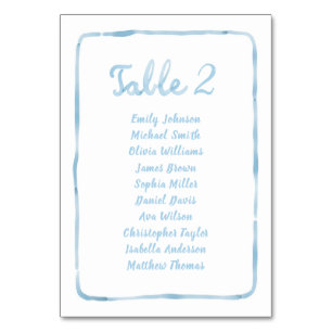 Whimsical Simple Light Blue Seekarte Tischnummer