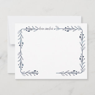 Whimsical Simple Navy Berry Vine Mitteilungskarte