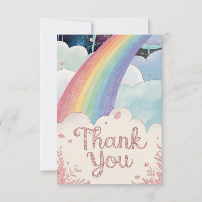 Whimsical Simple Rainbow and Clouds Dankeskarte (Vorderseite)